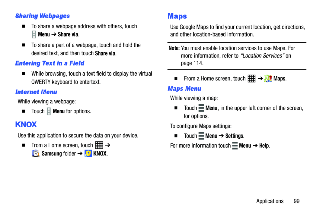 Maps Menu Galaxy Tab Pro 10.1 Wi-Fi