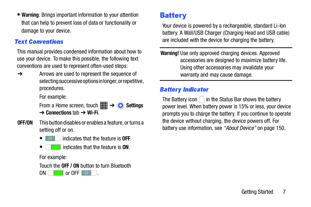 Text Conventions Galaxy Tab Pro 10.1 Wi-Fi