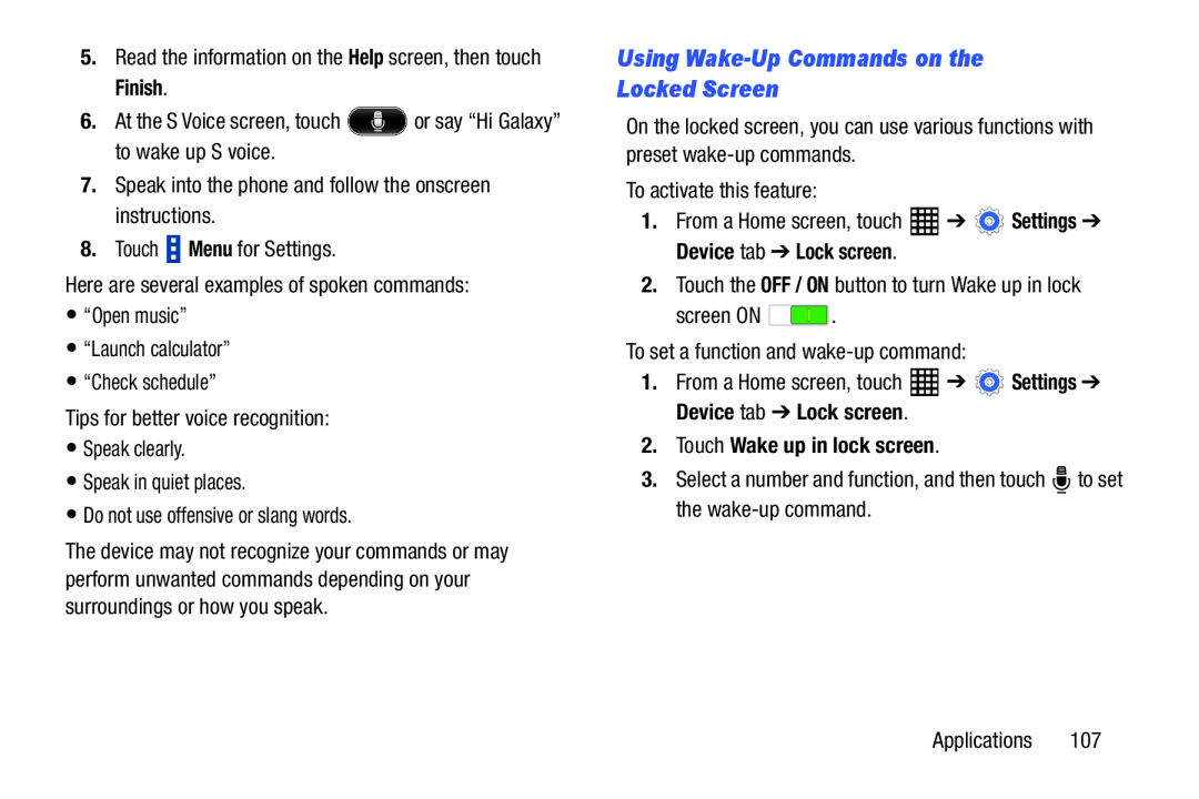 Using Wake-UpCommands on the Galaxy Tab Pro 10.1 Wi-Fi