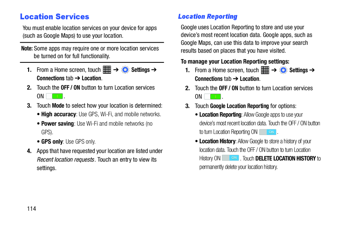 Location Reporting Galaxy Tab Pro 10.1 Wi-Fi