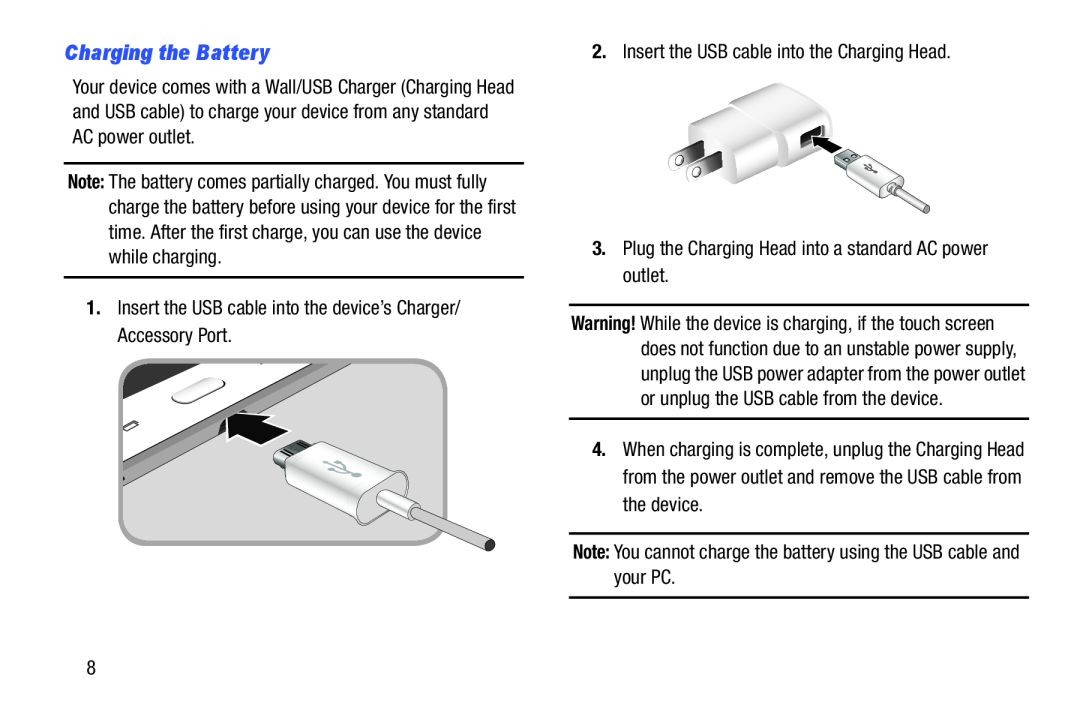 Charging the Battery Galaxy Tab Pro 10.1 Wi-Fi