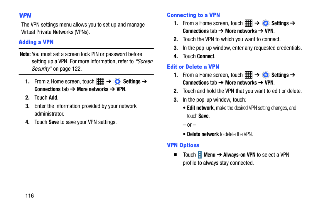 VPN Galaxy Tab Pro 10.1 Wi-Fi