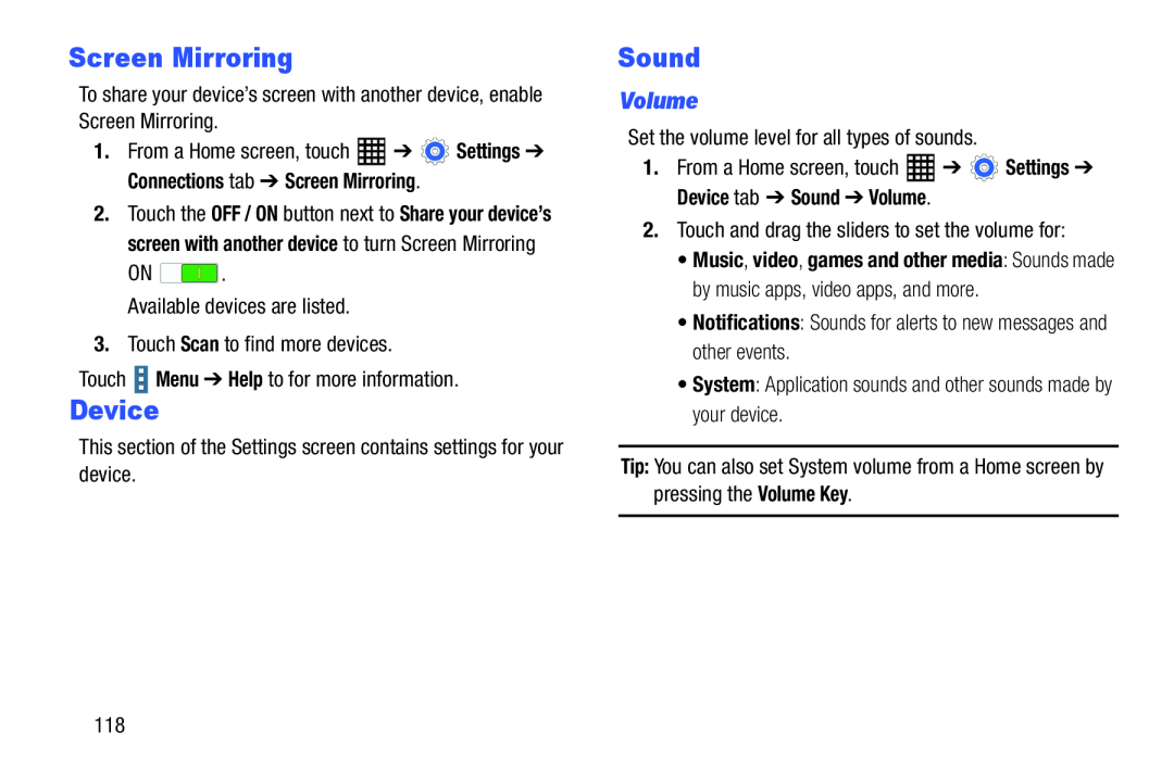 Volume Screen Mirroring