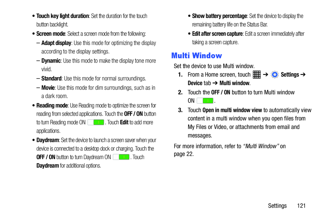 1.From a Home screen, touch ➔ Settings ➔ Device tab ➔ Multi window Galaxy Tab Pro 10.1 Wi-Fi