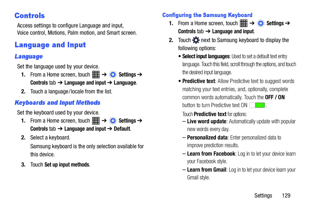 Controls Galaxy Tab Pro 10.1 Wi-Fi