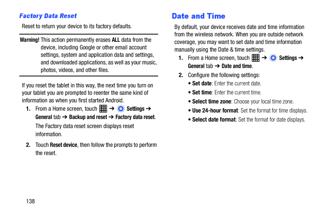 Date and Time Galaxy Tab Pro 10.1 Wi-Fi