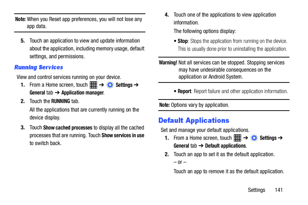 Running Services Default Applications