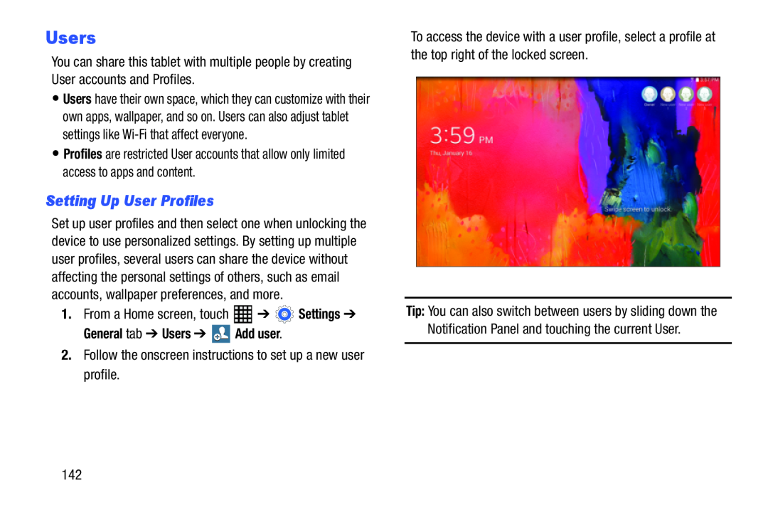 Setting Up User Profiles Galaxy Tab Pro 10.1 Wi-Fi