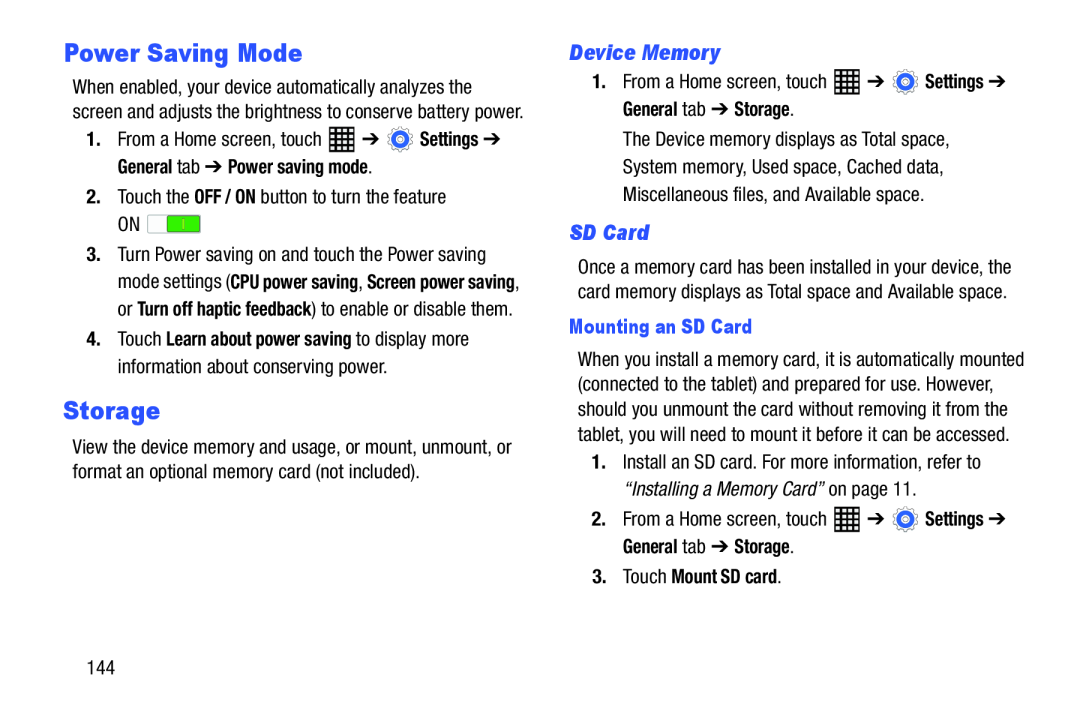 Device Memory Galaxy Tab Pro 10.1 Wi-Fi