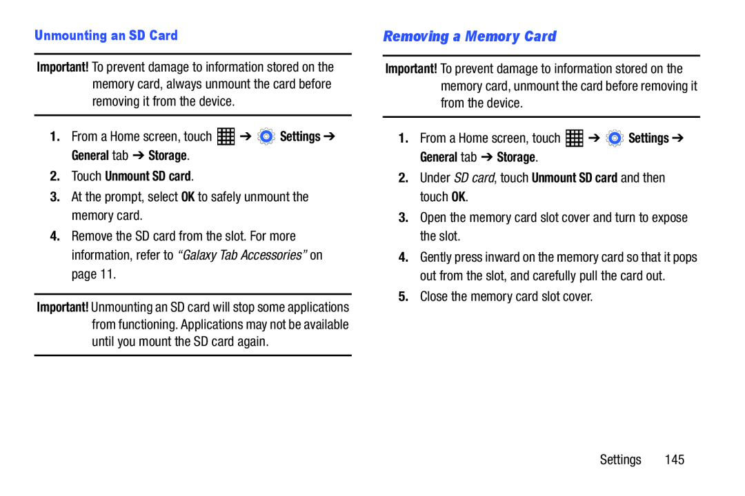 Removing a Memory Card Galaxy Tab Pro 10.1 Wi-Fi