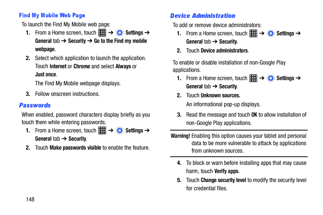 Device Administration Galaxy Tab Pro 10.1 Wi-Fi