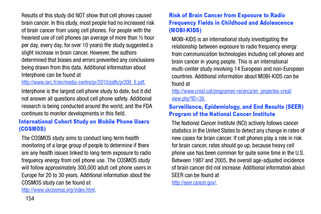 International Cohort Study on Mobile Phone Users (COSMOS) Galaxy Tab Pro 10.1 Wi-Fi