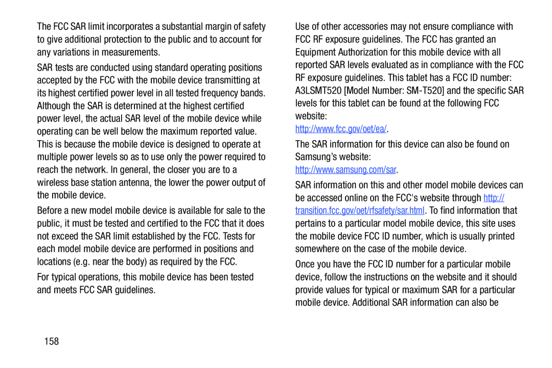 http://www.fcc.gov/oet/ea The SAR information for this device can also be found on Samsung’s website: