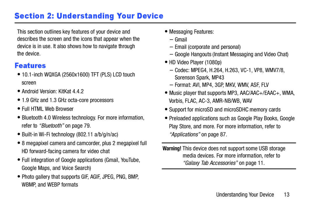 Features Galaxy Tab Pro 10.1 Wi-Fi