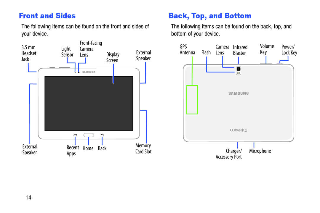 Back, Top, and Bottom Galaxy Tab Pro 10.1 Wi-Fi