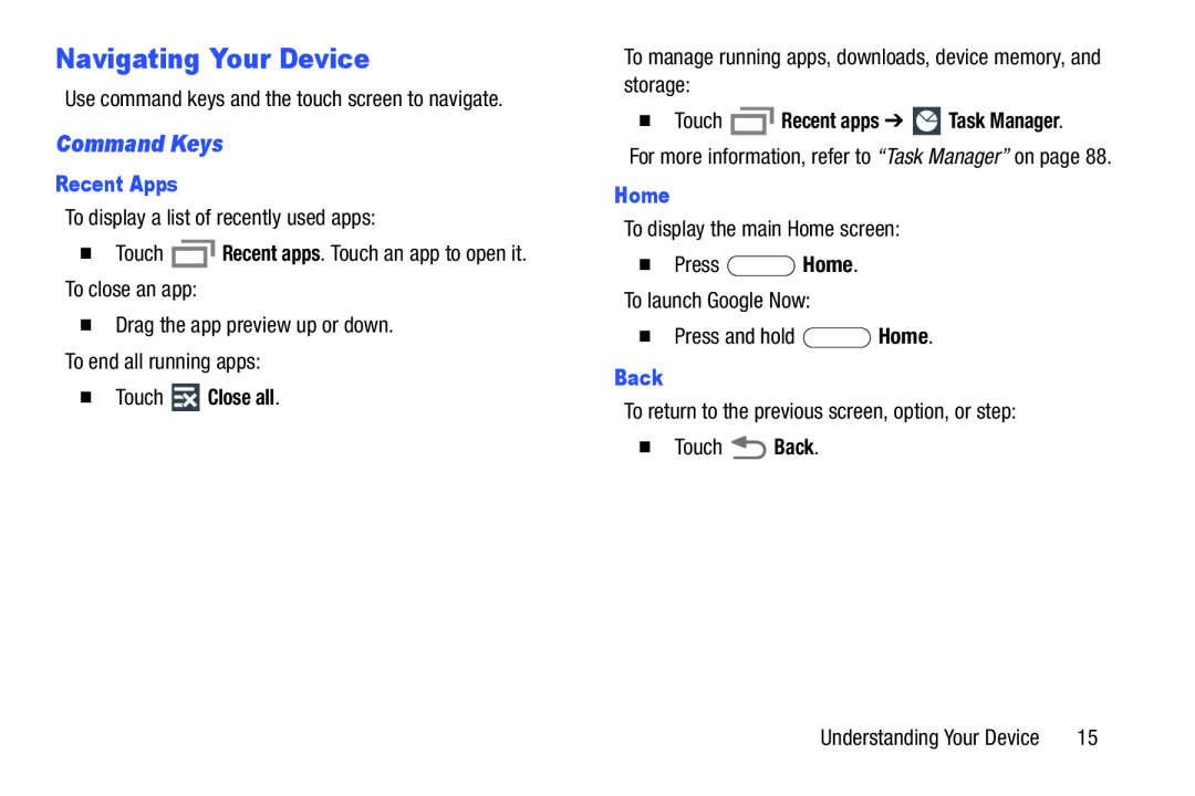 Command Keys Navigating Your Device