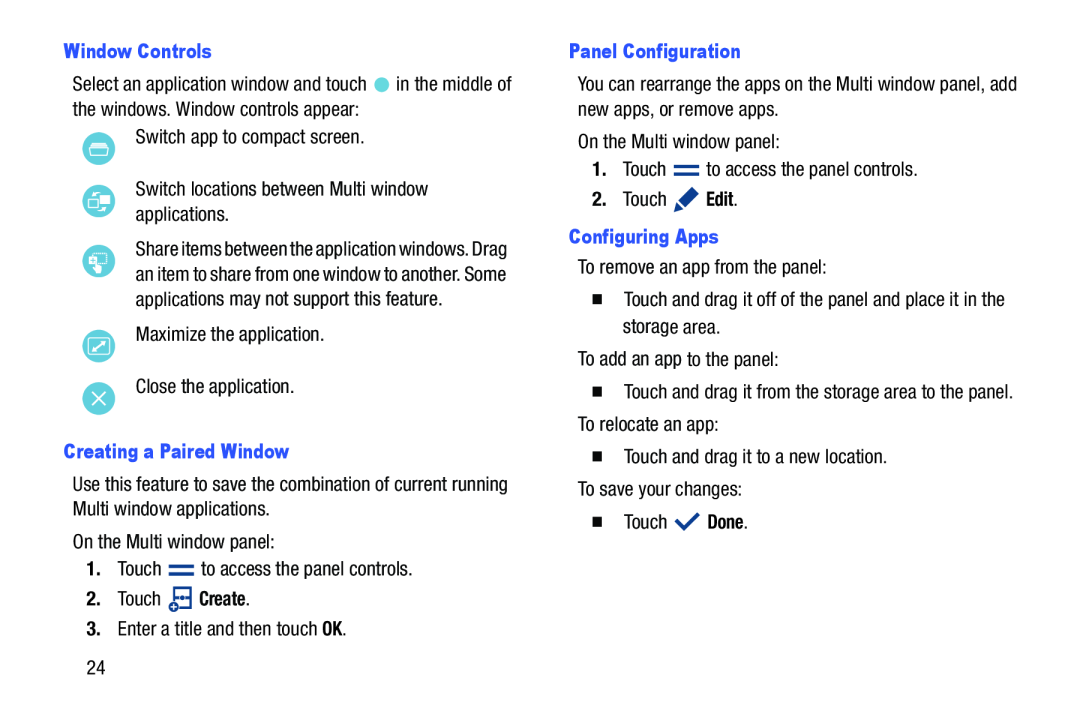 Switch locations between Multi window applications Galaxy Tab Pro 10.1 Wi-Fi