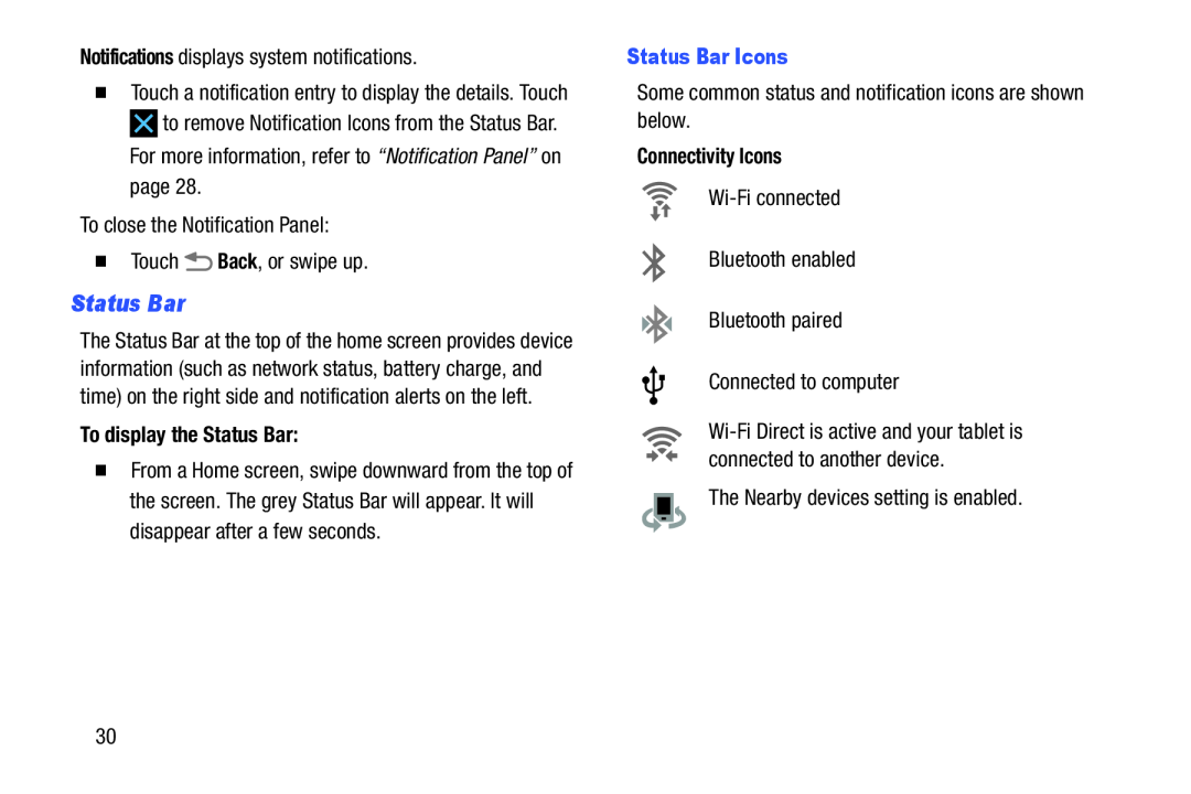 Status Bar Galaxy Tab Pro 10.1 Wi-Fi