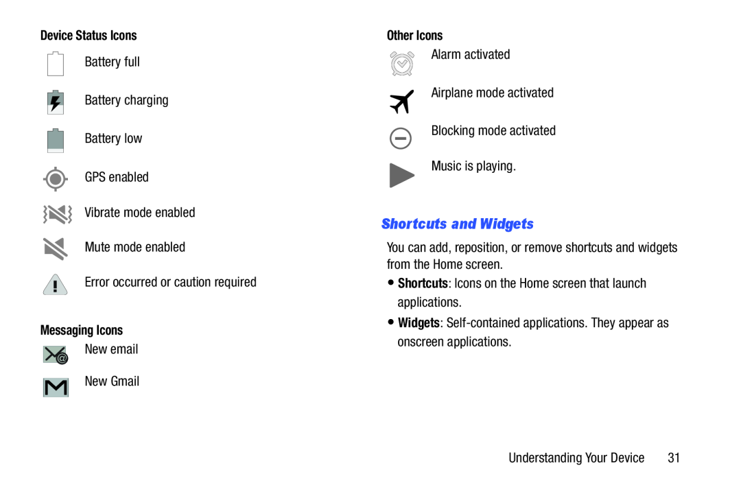 Shortcuts and Widgets Galaxy Tab Pro 10.1 Wi-Fi