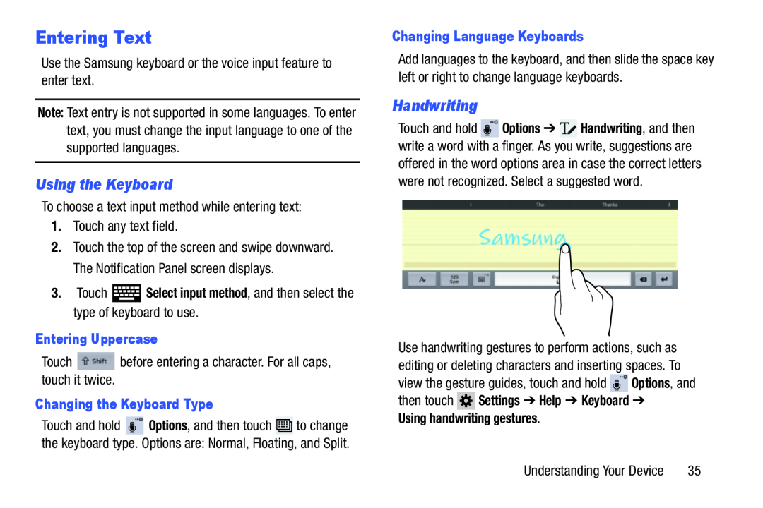 Using the Keyboard Galaxy Tab Pro 10.1 Wi-Fi