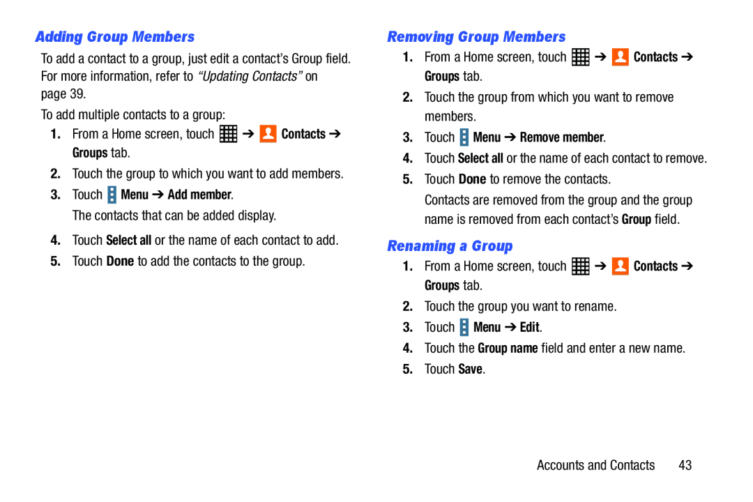 Adding Group Members Galaxy Tab Pro 10.1 Wi-Fi