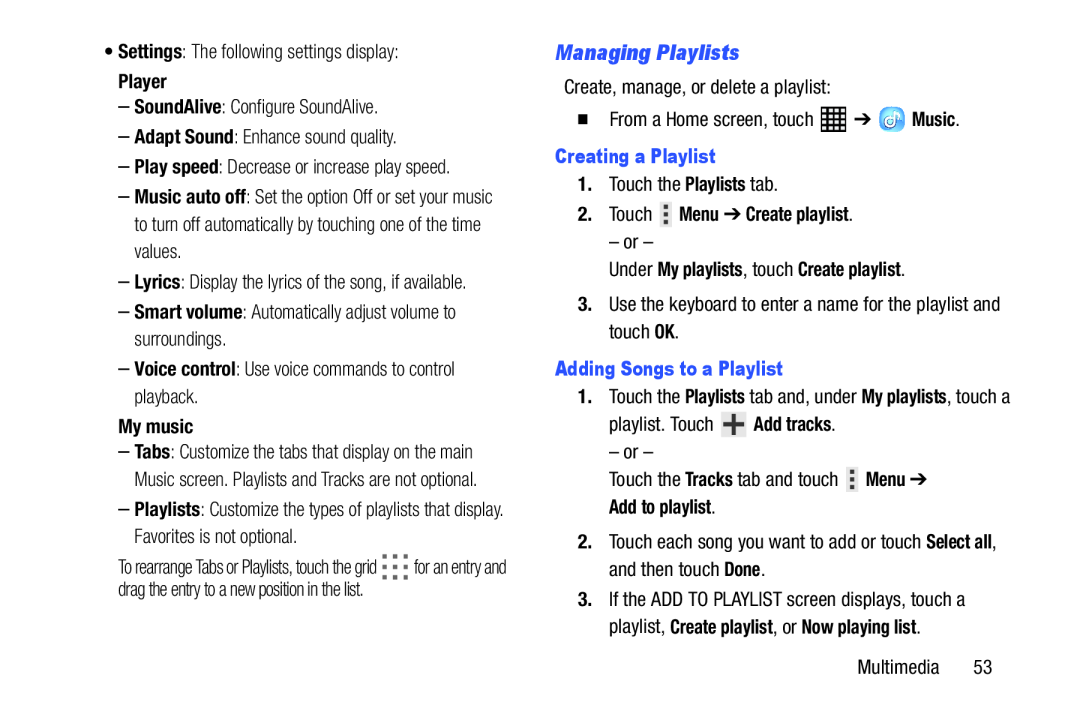 Managing Playlists Galaxy Tab Pro 10.1 Wi-Fi