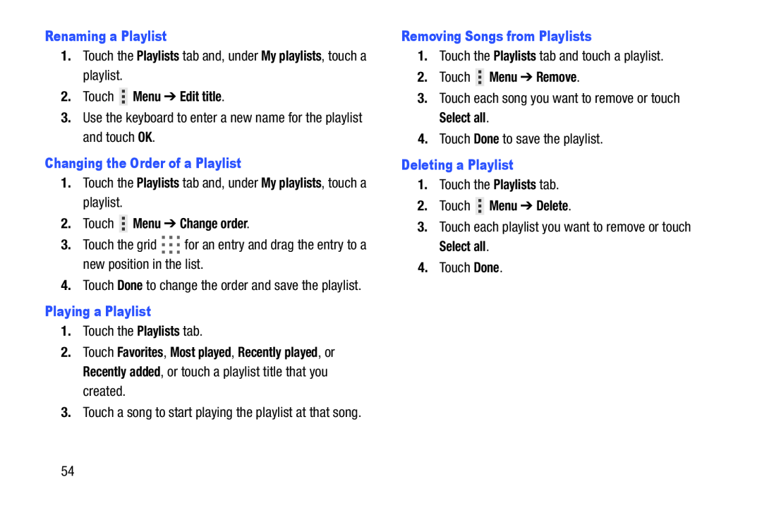 Removing Songs from Playlists Galaxy Tab Pro 10.1 Wi-Fi