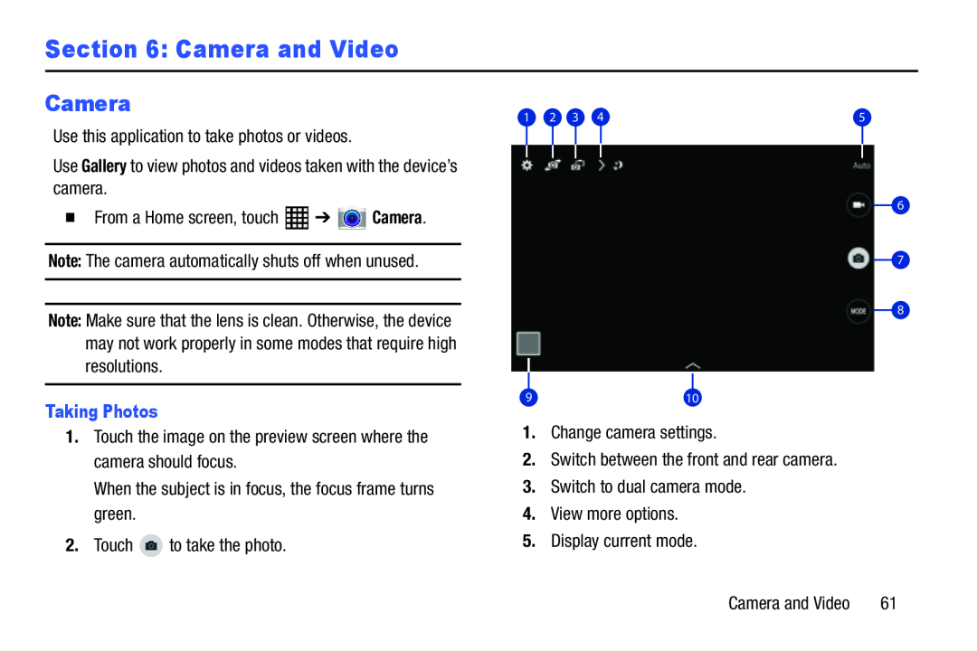 Section 6: Camera and Video Galaxy Tab Pro 10.1 Wi-Fi