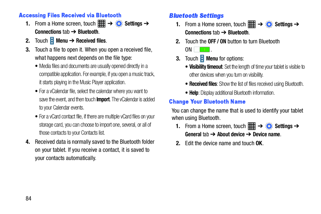 Bluetooth Settings Galaxy Tab Pro 10.1 Wi-Fi