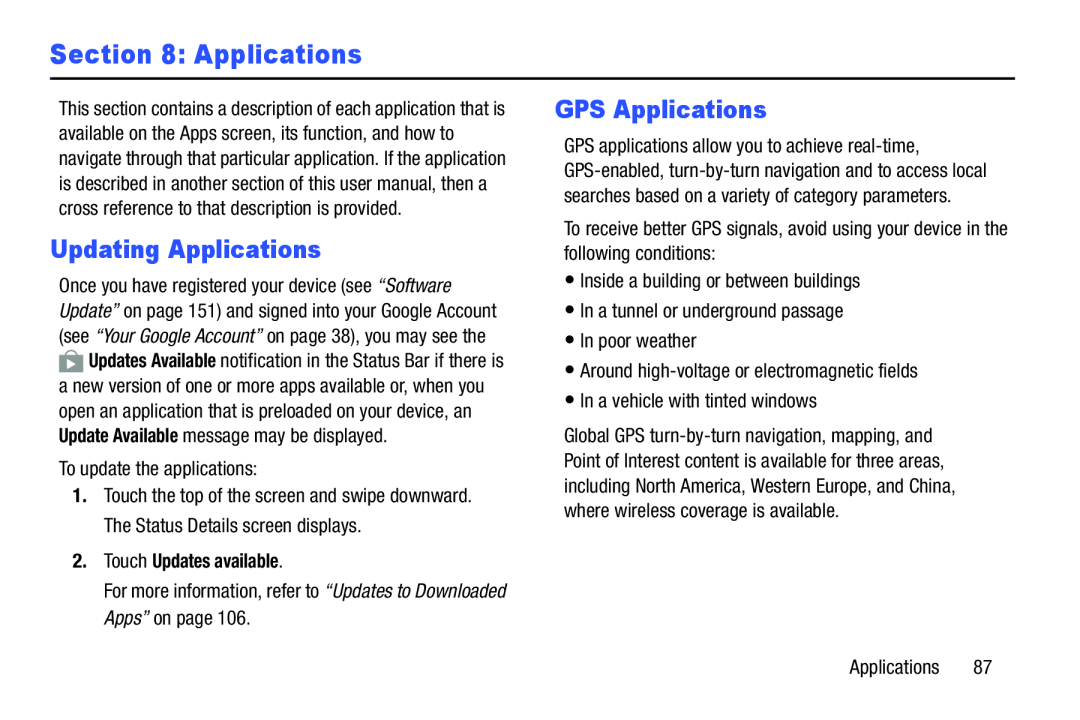 Updating Applications GPS Applications