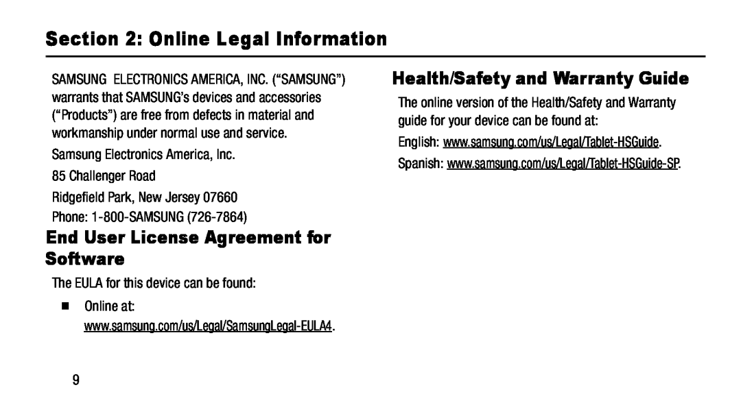 End User License Agreement for Software Health/Safety and Warranty Guide