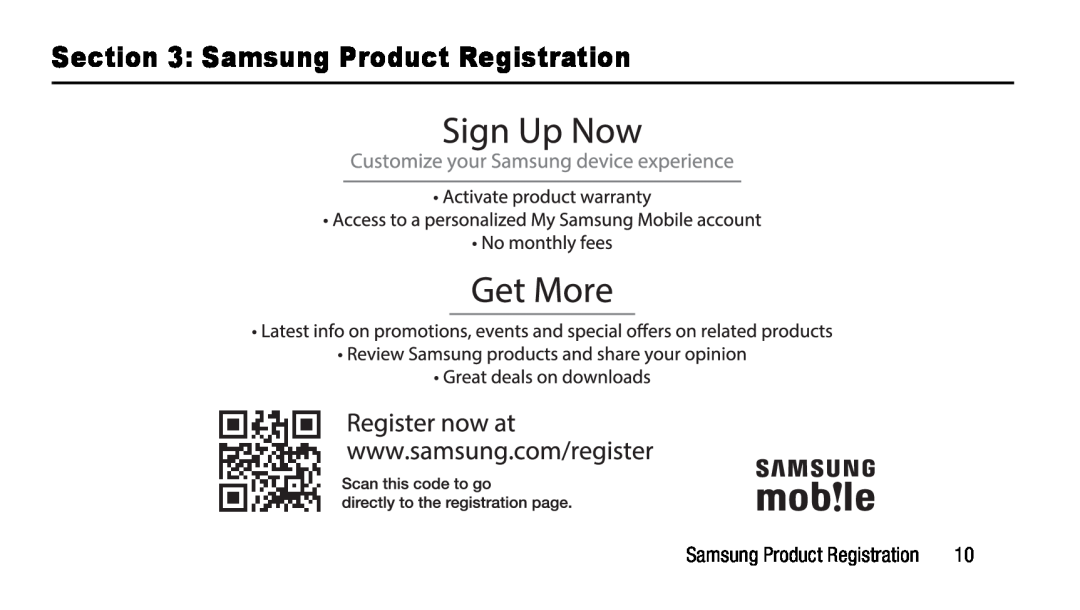 Section 3: Samsung Product Registration