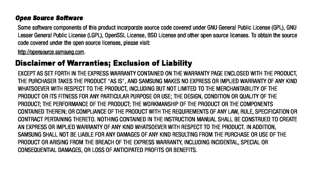 Disclaimer of Warranties; Exclusion of Liability Galaxy Tab 4 8.0 AT&T
