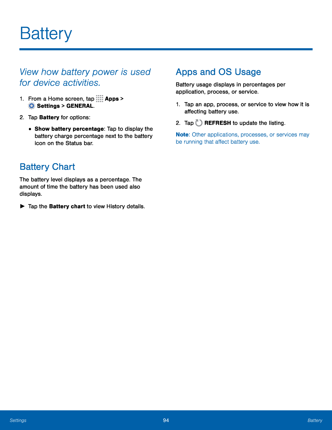 Battery Chart Galaxy Tab 4 8.0 AT&T