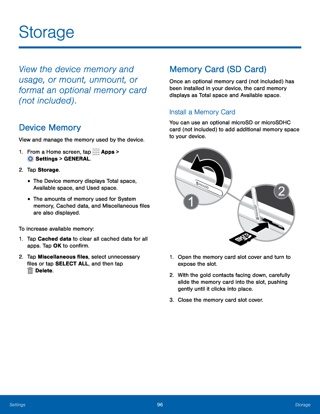 Device Memory Galaxy Tab 4 8.0 AT&T