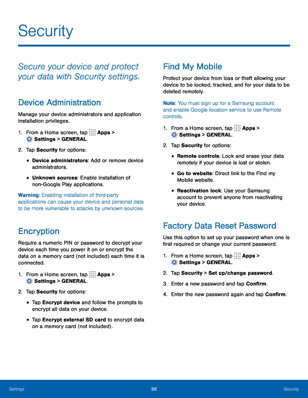 Encryption Galaxy Tab 4 8.0 AT&T