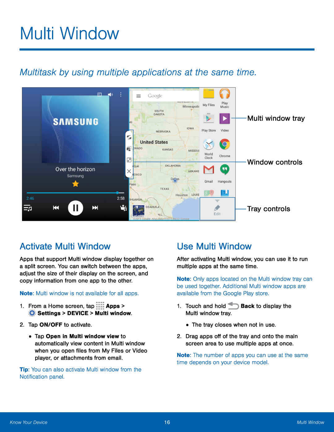 Multi window tray Window controls