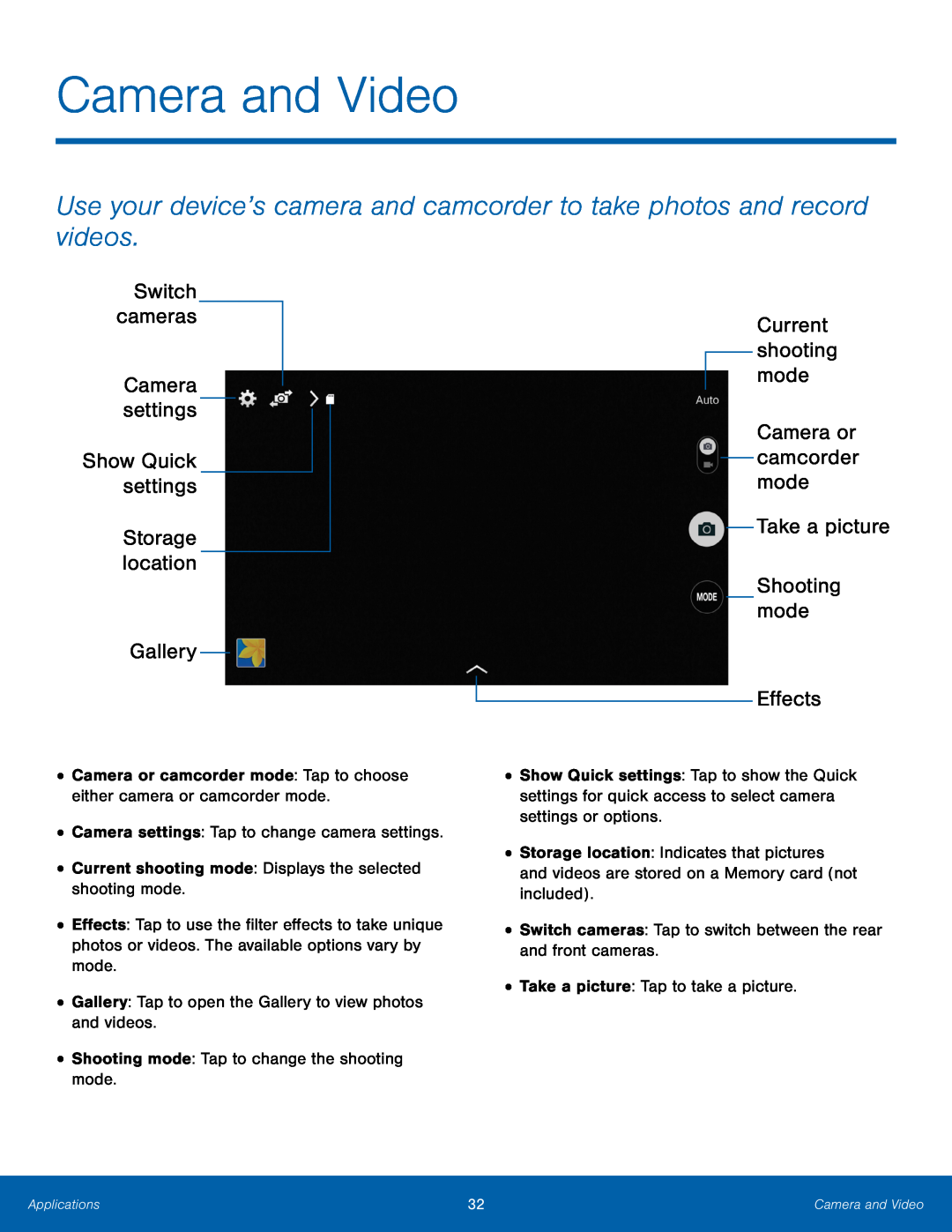 Shooting mode Galaxy Tab 4 8.0 AT&T