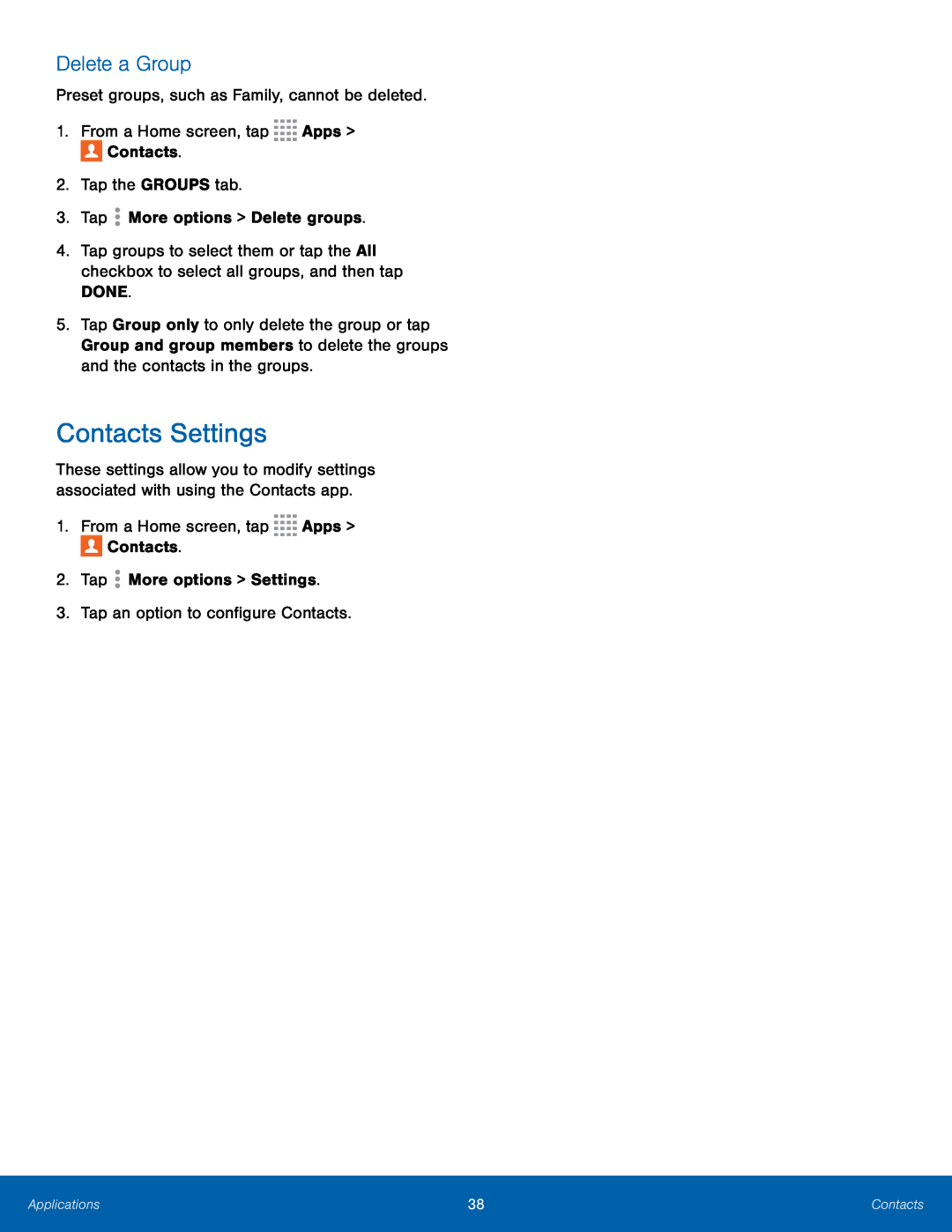 Contacts Settings Galaxy Tab 4 8.0 AT&T