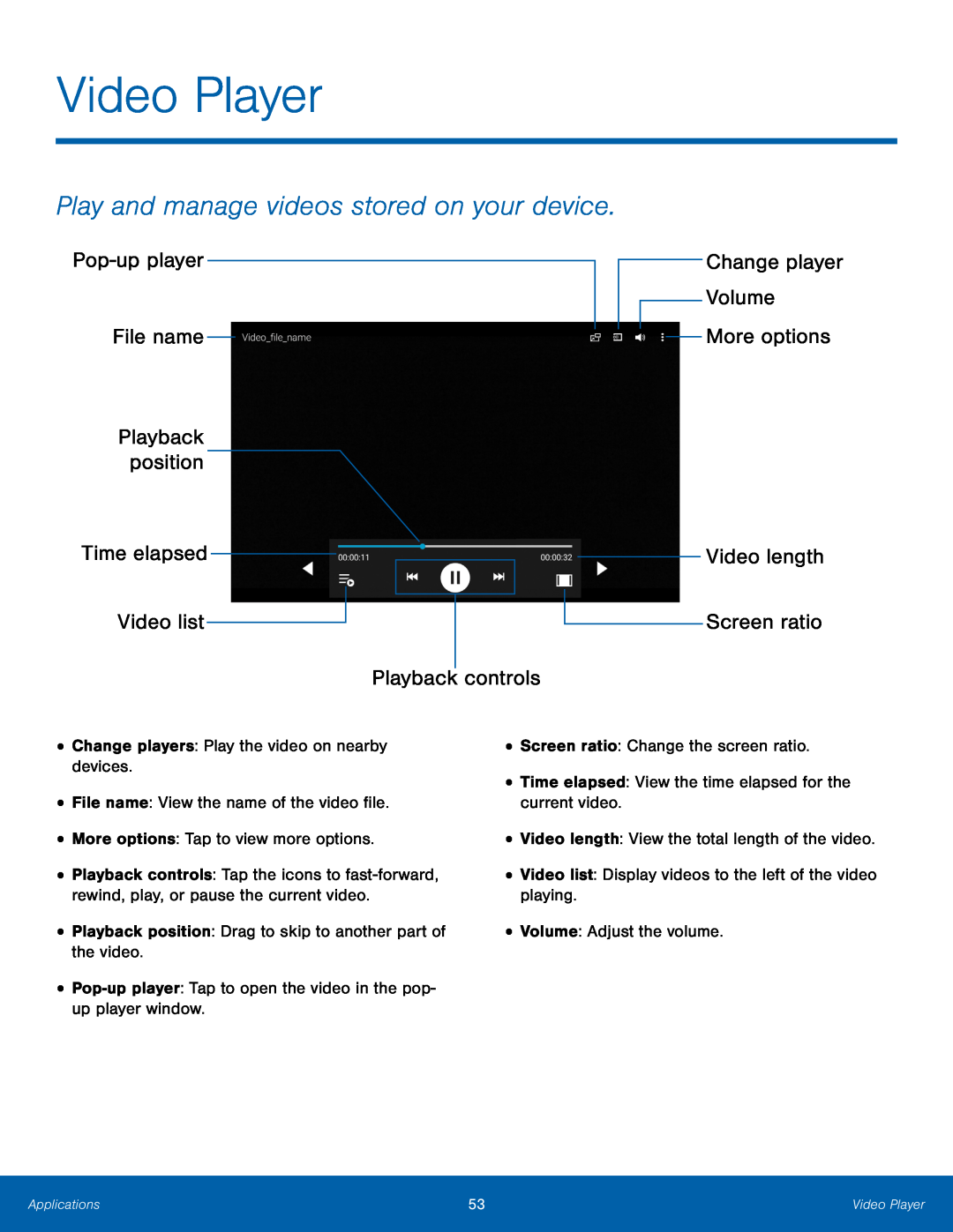 Change player Volume More options Galaxy Tab 4 8.0 AT&T