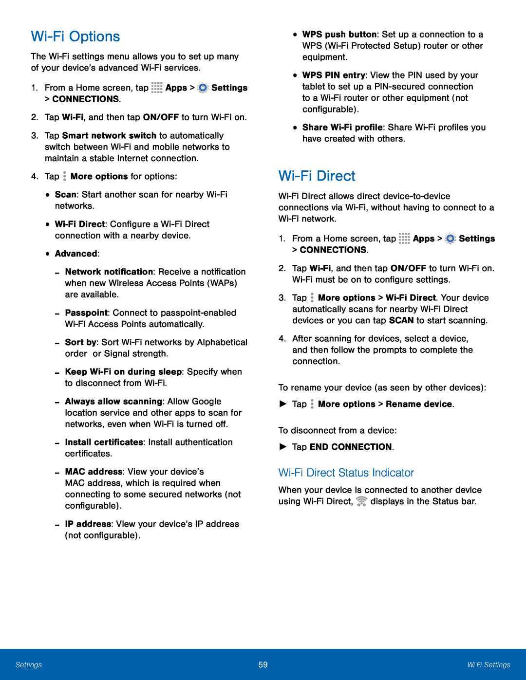 Wi-FiDirect Status Indicator Wi-FiOptions