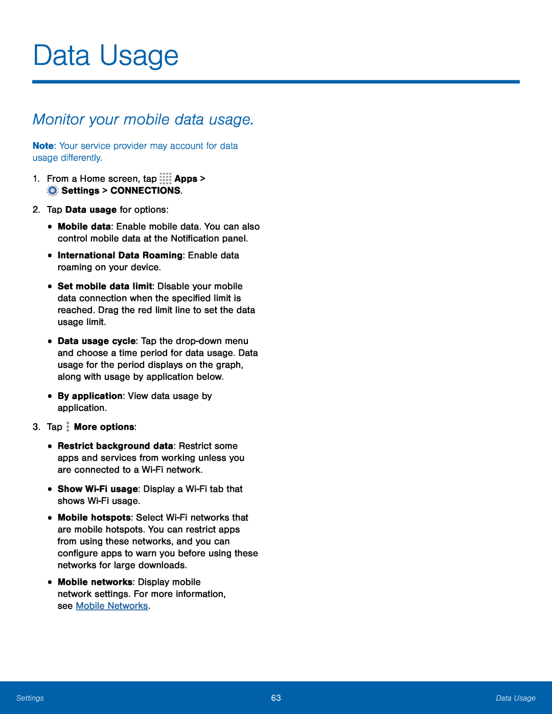 Monitor your mobile data usage Galaxy Tab 4 8.0 AT&T