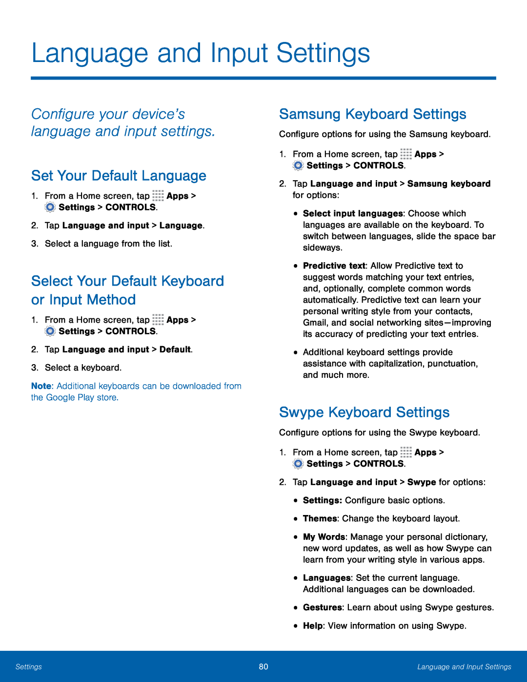 Select Your Default Keyboard or Input Method Galaxy Tab 4 8.0 AT&T