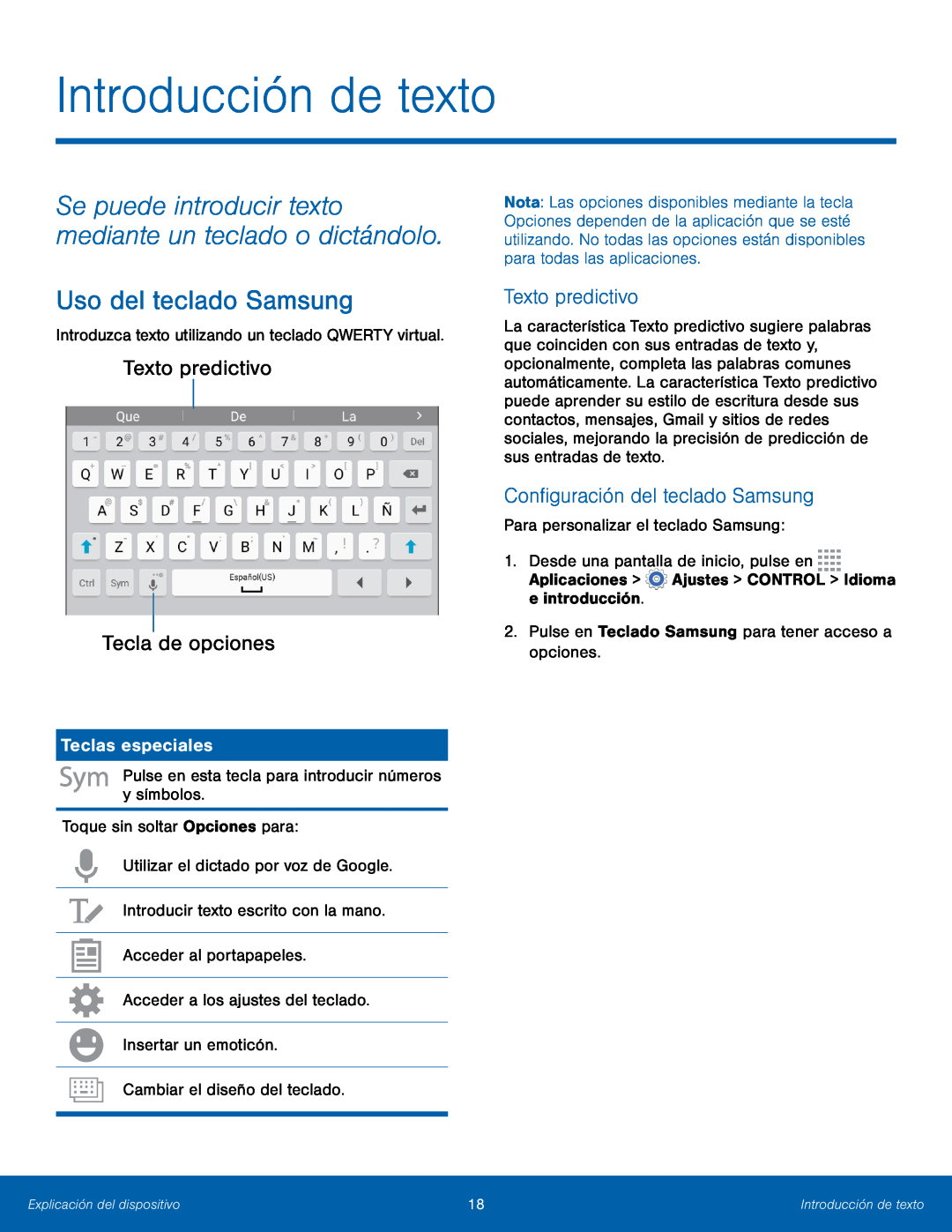 Configuración del teclado Samsung Galaxy Tab 4 8.0 AT&T