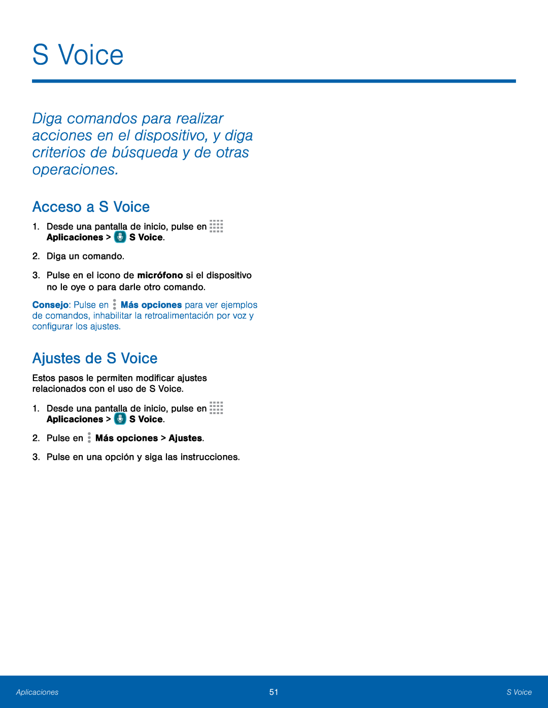 Ajustes de S Voice Galaxy Tab 4 8.0 AT&T