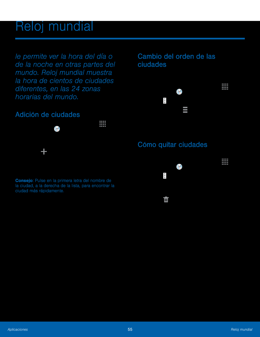 Adición de ciudades Cambio del orden de las ciudades