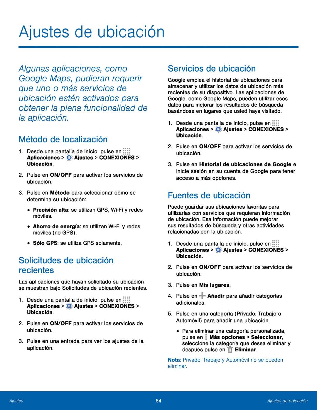 Solicitudes de ubicación recientes Galaxy Tab 4 8.0 AT&T