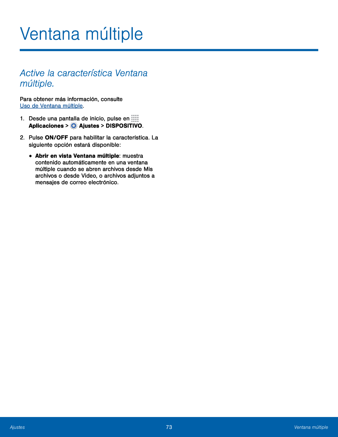 Active la característica Ventana múltiple Galaxy Tab 4 8.0 AT&T