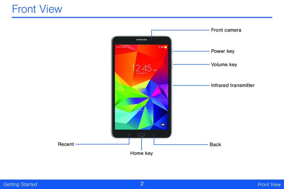 Front View Galaxy Tab 4 8.0 Verizon