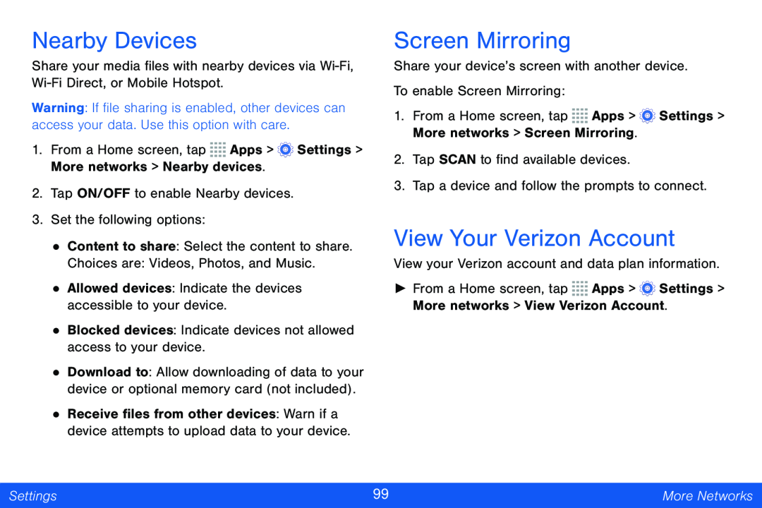 Nearby Devices Galaxy Tab 4 8.0 Verizon